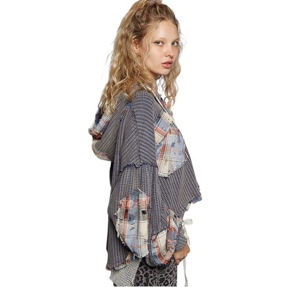 POL "Whimsical Plaid Jacket" Multicolor Patchwork Jacket, Size L. - Picture 3 of 4